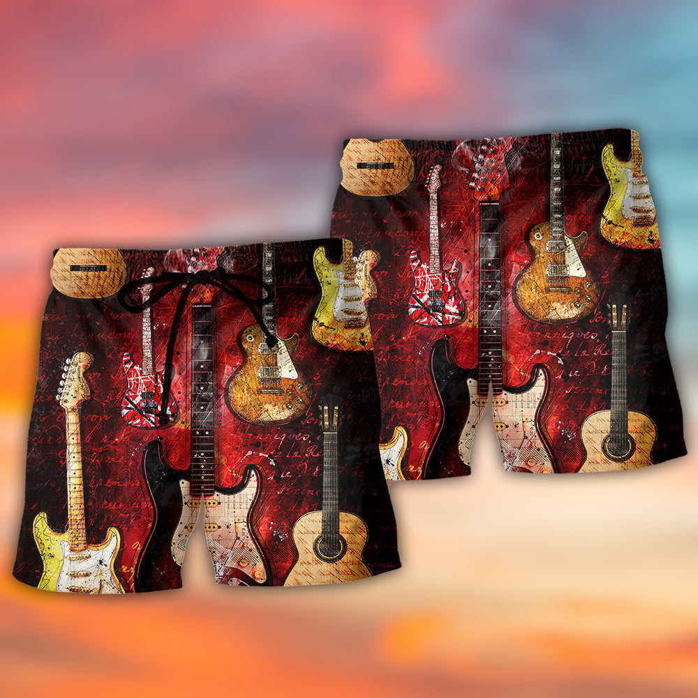 Abstract Halloween Guitar Dark Art – Beach Short