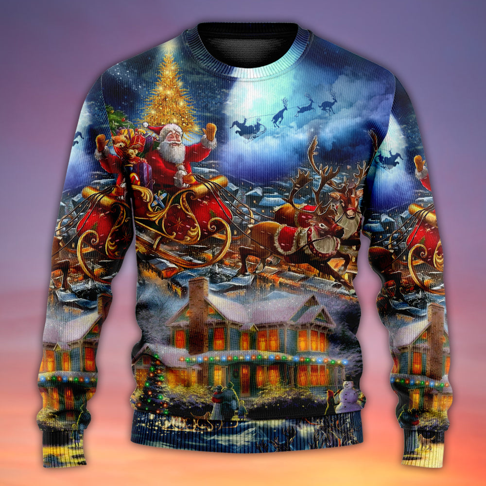 Christmas Santa Snowman Family Love Light Art – Sweater - Ugly Christmas Sweater