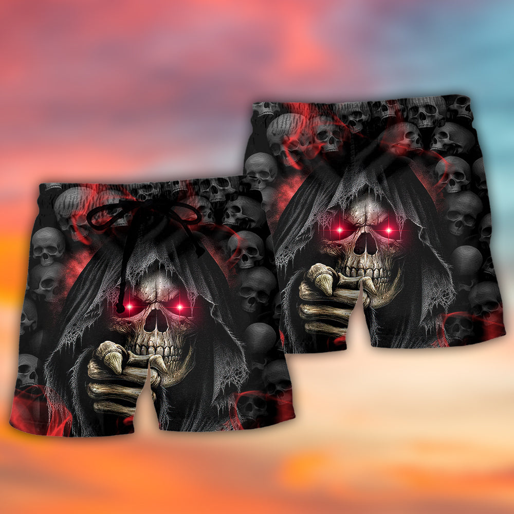 Skull Dark Red Smoke Lighting - Beach Short - Owls Matrix LTD