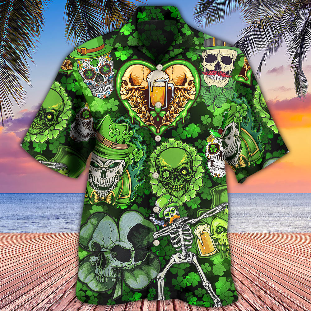 Skull St Patricks Day Celebration Art - Hawaiian Shirt