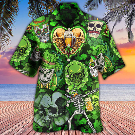 Skull St Patricks Day Celebration Art - Hawaiian Shirt