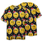 T-shirt / S Christmas Smile Happy Face With Santa Hat - Pajamas Short Sleeve - Owls Matrix LTD