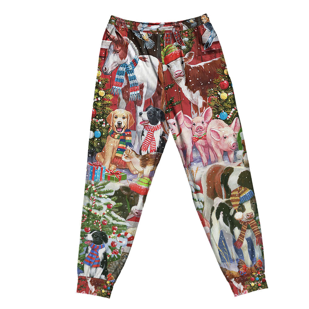 Pants / S Christmas Farm Loving Xmas - Pajamas Short Sleeve - Owls Matrix LTD