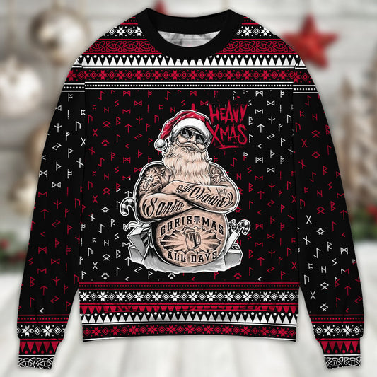 Tattoo Santa Funny Merry Christmas – Sweater - Ugly Christmas Sweater