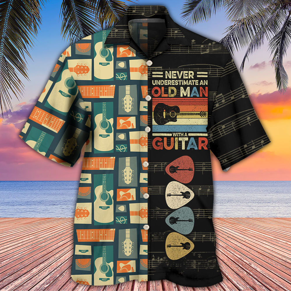 Never Underestimate Old Man With Guitar - Hawaiian Shirt