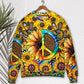 Hippie Sunflowers Peace Sign Art Style – Sweater - Ugly Christmas Sweater