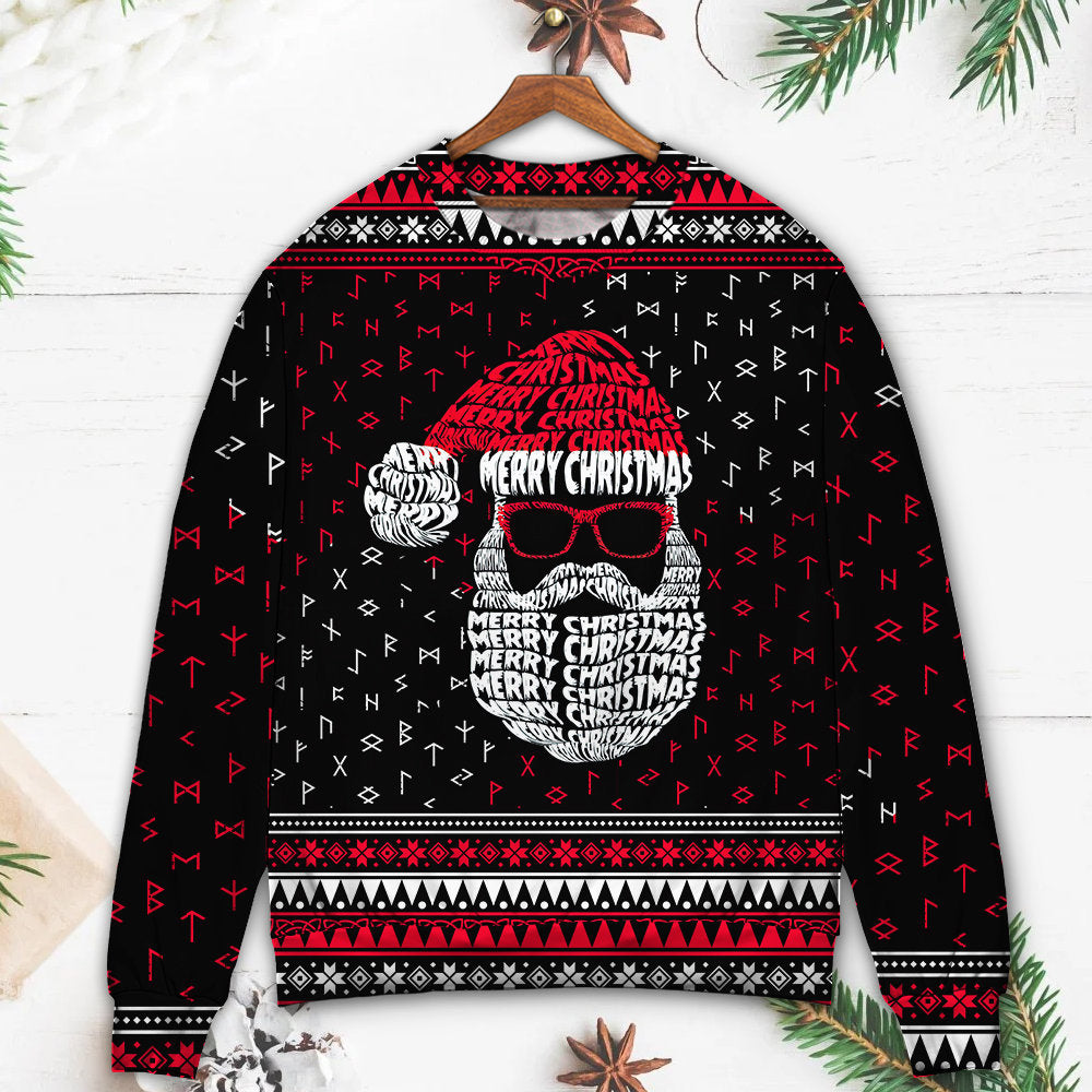 Christmas Santa Retro Viking Pattern – Sweater - Ugly Christmas Sweater