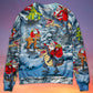 Christmas Santa Riding Dinosaur Tree Gift Light Art – Sweater - Ugly Christmas Sweater