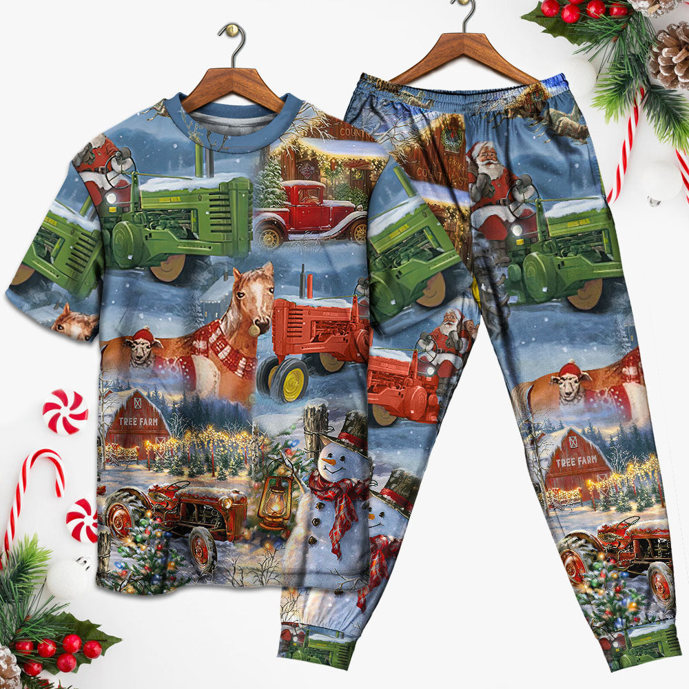 Christmas To Farm Happiness - Pajamas Short Sleeve - Owls Matrix LTD