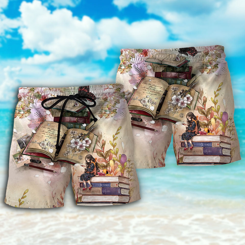 Book Reading Book Vintage Butterfly - Beach Short - Owls Matrix LTD