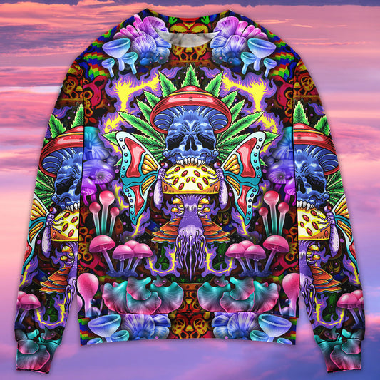 Hippie Mushroom And Skull Art – Sweater - Ugly Christmas Sweater