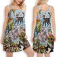 Cat Loves Home And Summer – Women's Summer Sleeveless V-Neck Camisole Dress