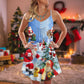 Santa Coming Story Night – Women's Summer Sleeveless V-Neck Camisole Dress