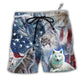 Beach Short / Adults / S Wolf Independence Day Snow Mountain - Beach Short - Owls Matrix LTD