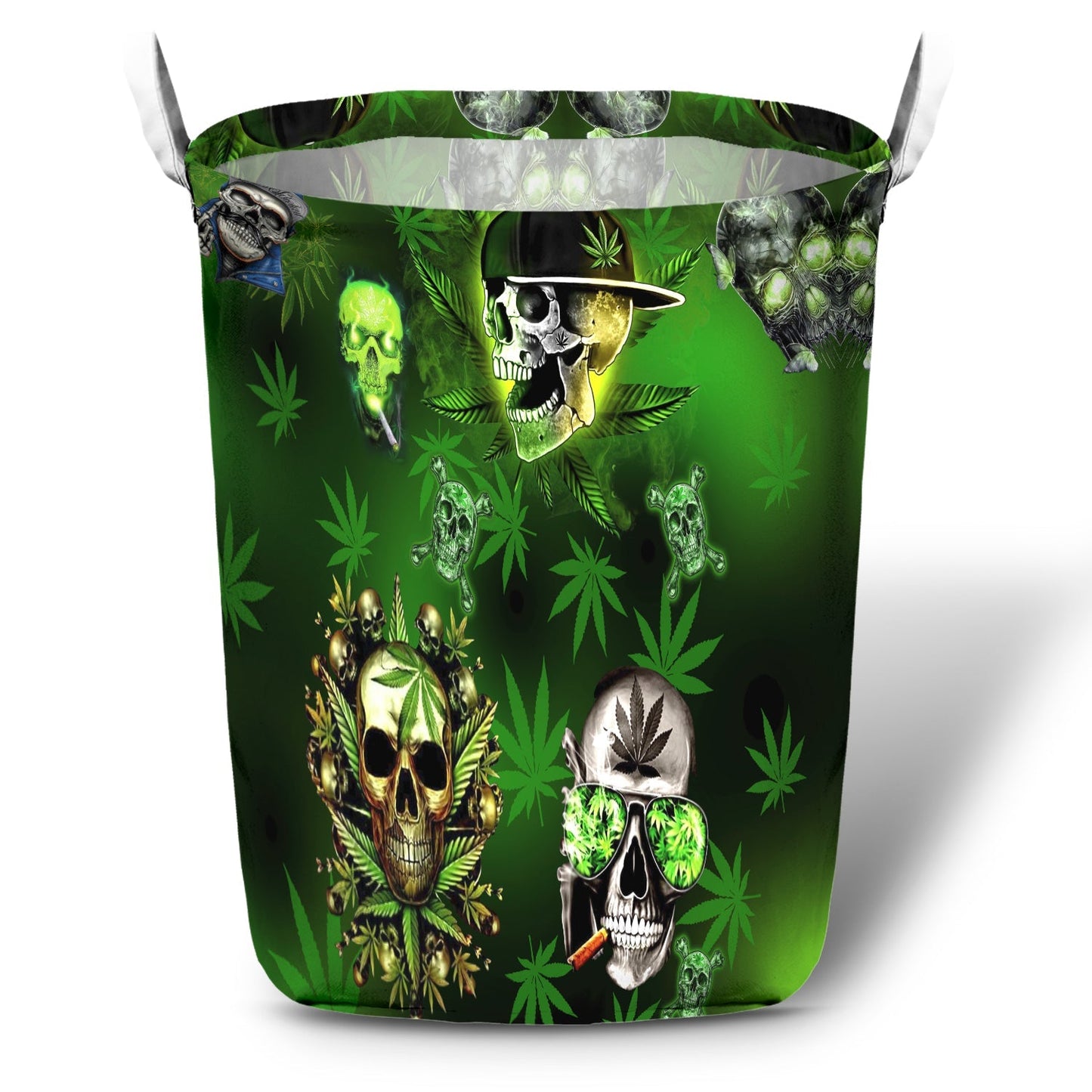 Skull Let's Get High Green - Laundry Basket - Owls Matrix LTD