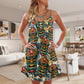 Tiki Tribal Mask Tropical Leaves – Women's Summer Sleeveless V-Neck Camisole Dress