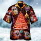 Funny Santa And Christmas Tree Red Neon Art - Hawaiian Shirt