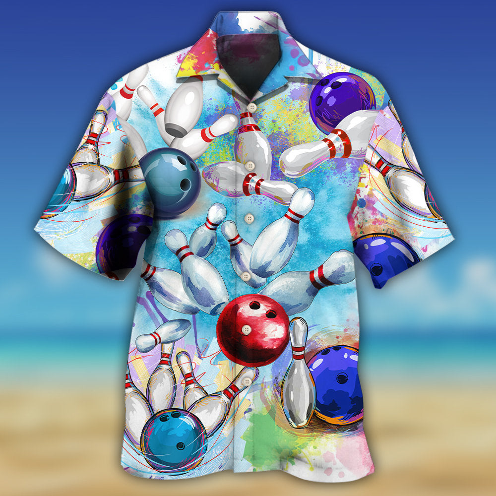 Colorful Bowling Ball And Pins - Hawaiian Shirt