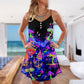 Hippie Mushroom Galaxy Colorful – Women's Summer Sleeveless V-Neck Camisole Dress