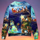 Christmas Santa Reindeer Snowman Light Art – Sweater - Ugly Christmas Sweater
