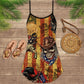 Cowboy Skull Patriotic Style – Women's Summer Sleeveless V-Neck Camisole Dress