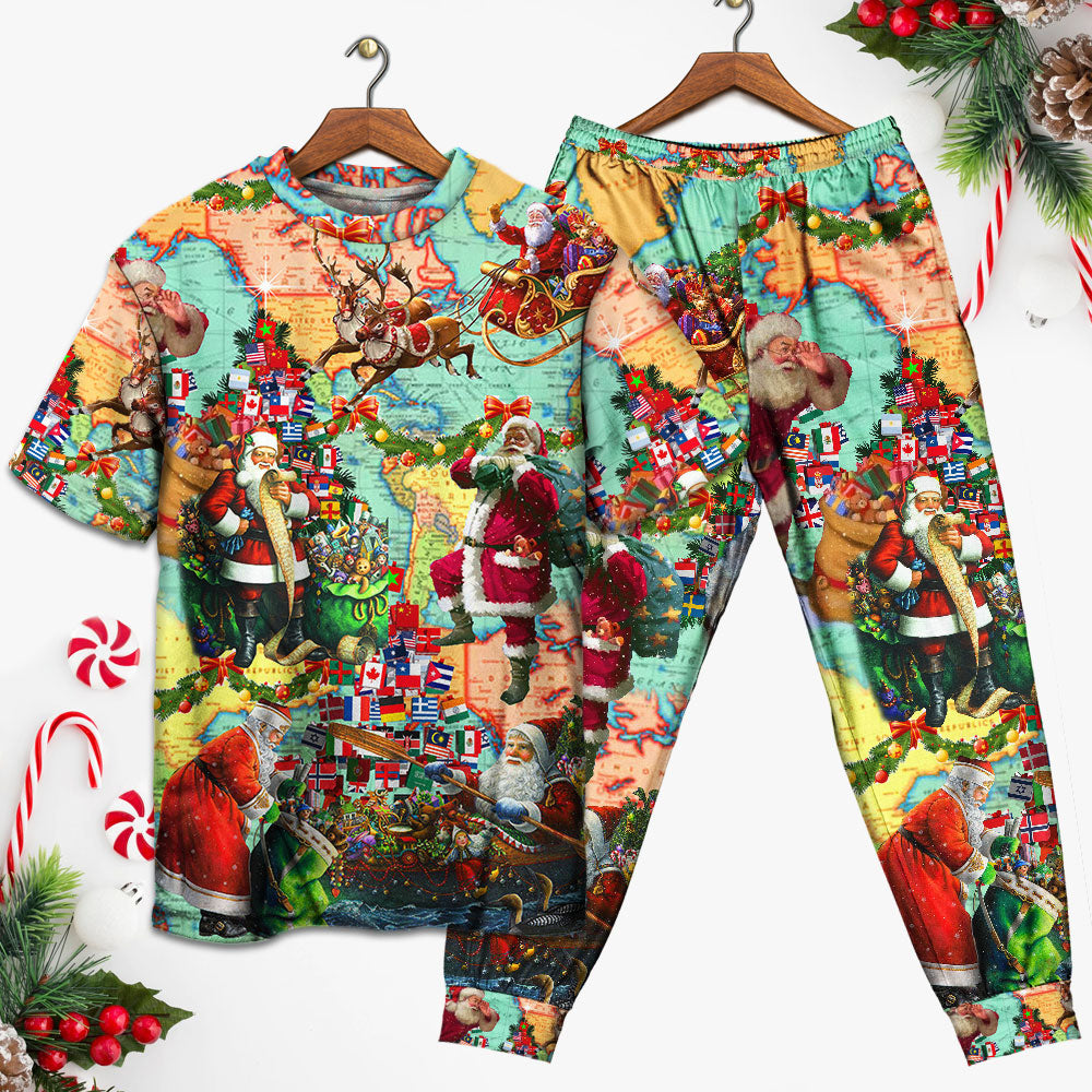 Chirstmas Love Santa Xmas - Pajamas Short Sleeve - Owls Matrix LTD