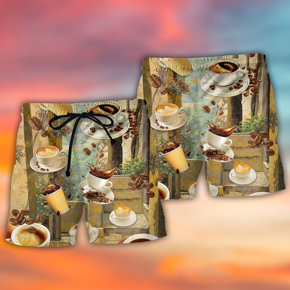 Coffee Morning Vintage Aesthetic - Beach Short