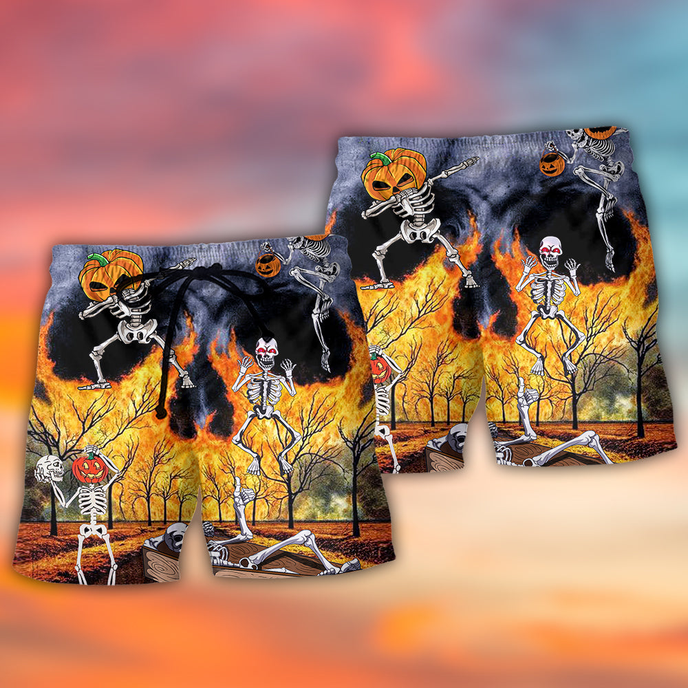 Halloween Skeleton Party Pumpkin - Beach Short