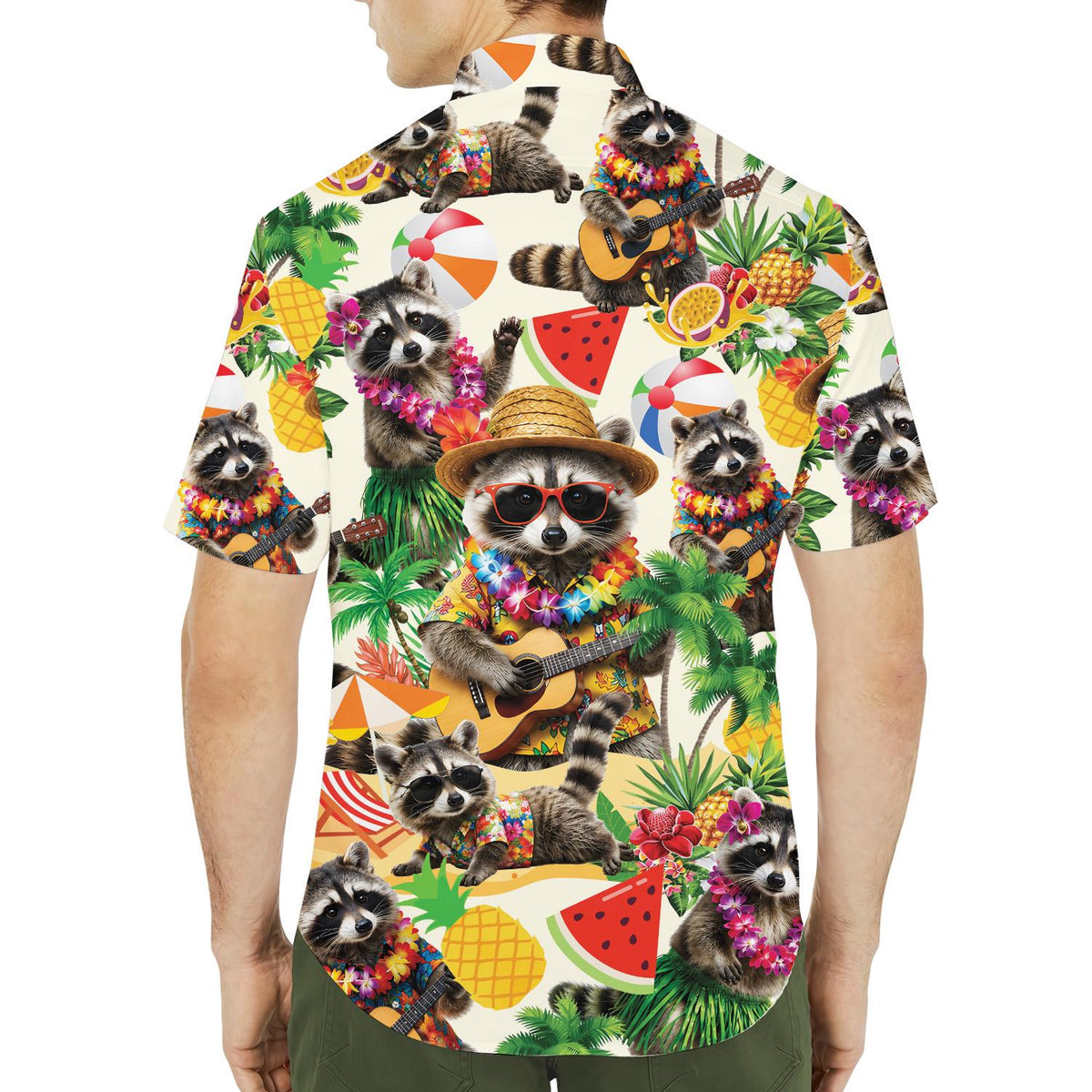 Cute Raccoon Tropical Ukulele Beach – Hawaiian Shirt