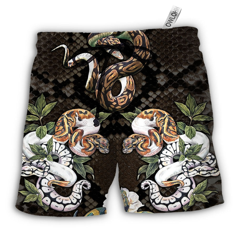 Beach Short / Adults / S Snake Ball Python Flower Tropical - Beach Short - Owls Matrix LTD