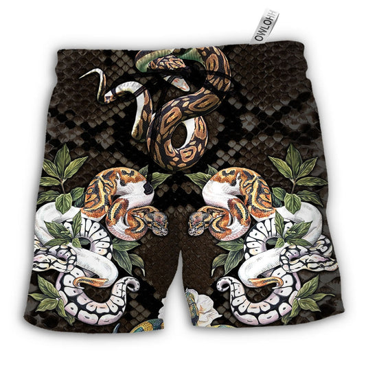 Beach Short / Adults / S Snake Ball Python Flower Tropical - Beach Short - Owls Matrix LTD
