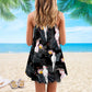 Parrot Summer Vibes Black – Women's Summer Sleeveless V-Neck Camisole Dress