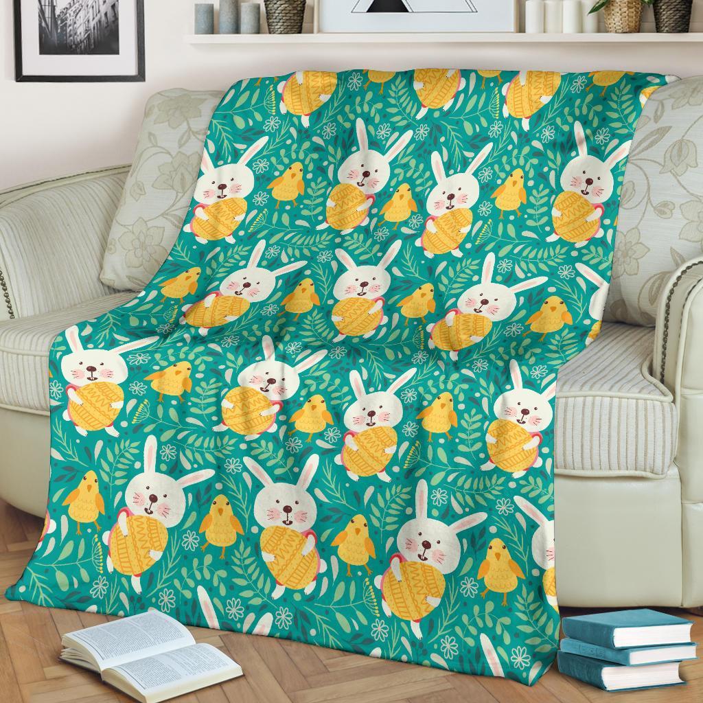 Easter Bunny Egg Pattern Flannel Blanket For Bed Sofa And Reading Nook Decor