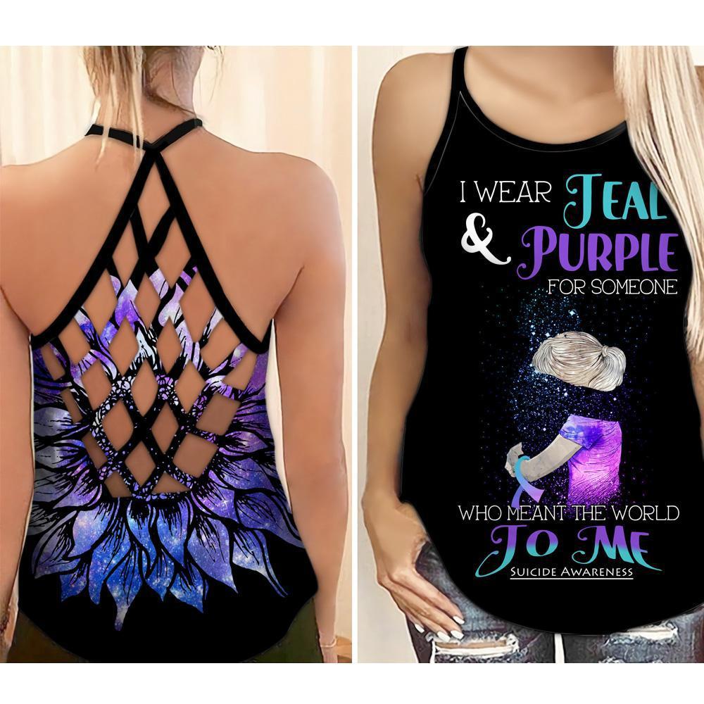 Suicide Awareness Wear Teal Purple For Someone – Hollow Tank Top