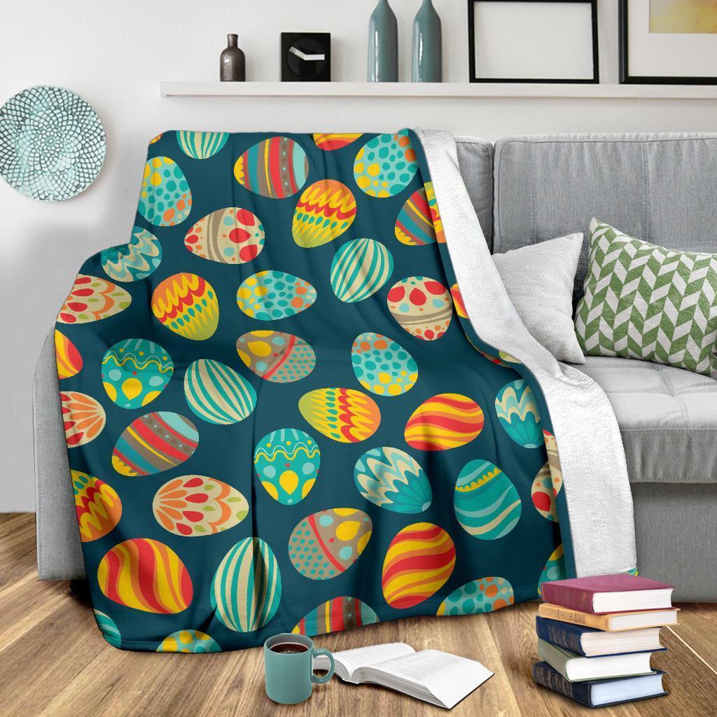 Colorful Easter Egg Pattern Flannel Blanket For Living Room And Bedroom Styling