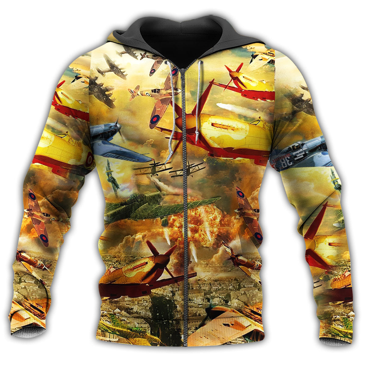 Fighter Jets Yellow Sky Style - 3D Hoodie