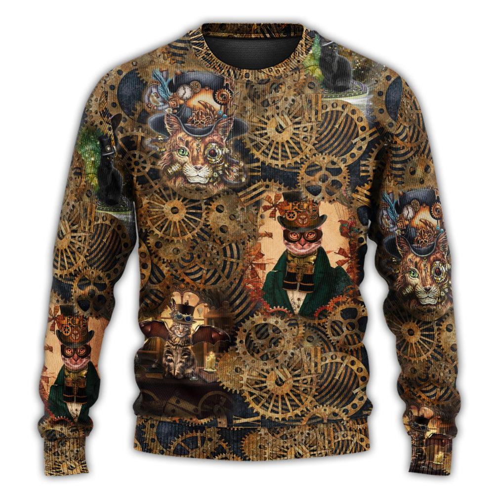 Vintage Cat Love Machine Art – Sweater - Ugly Christmas Sweater