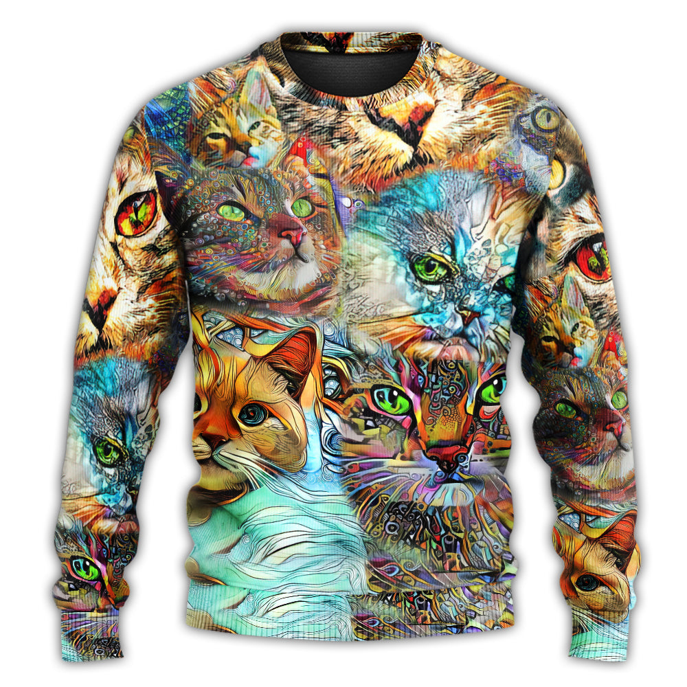 Real Love Cat Art Design – Sweater - Ugly Christmas Sweater