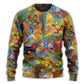 Colorful Lovely Cat Art Design – Sweater - Ugly Christmas Sweater