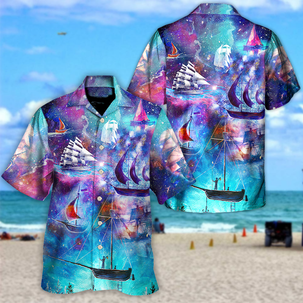 Sailing Boat On The Ocean Universe - Hawaiian Shirt
