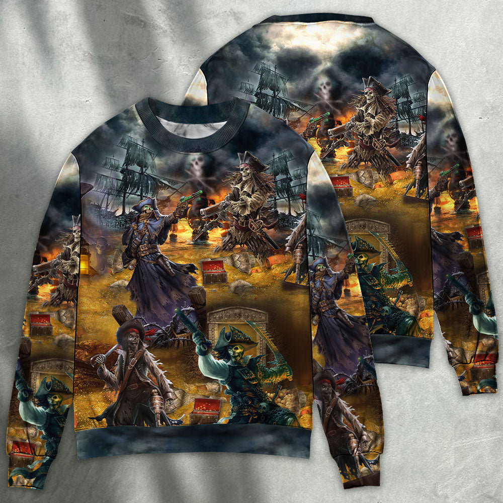 Pirate Skull Treasure Hunting Style – Sweater - Ugly Christmas Sweater