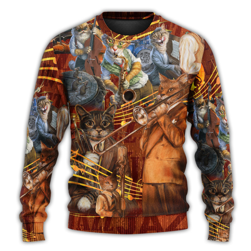 Jazz Music Lover Cat Style – Sweater - Ugly Christmas Sweater