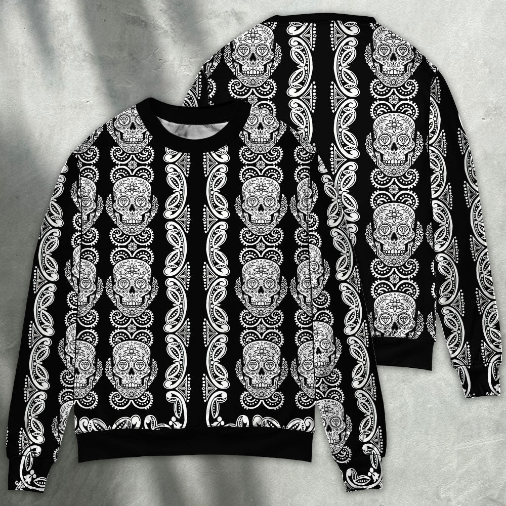 Black And White Diamond Skull Pattern – Sweater - Ugly Christmas Sweater