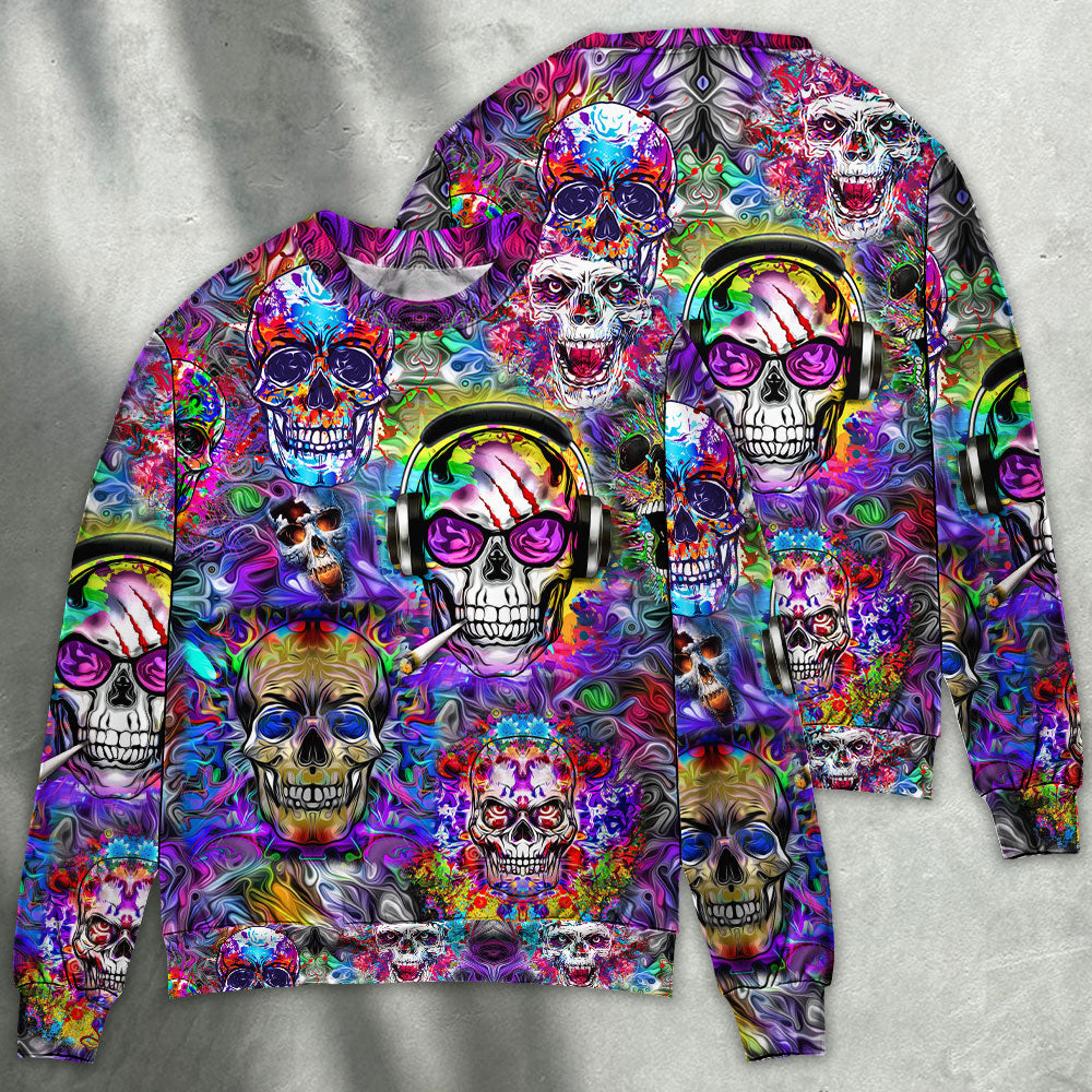 Hippie Colorful Skull Art Style – Sweater - Ugly Christmas Sweater