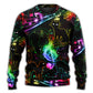 Black Cat Magical Light Music Notes – Sweater - Ugly Christmas Sweater