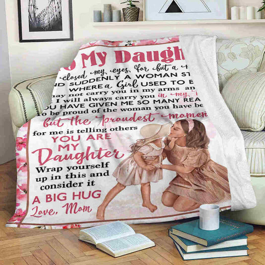 Family To My Daughter Love Mom Daughter Flannel Blanket For Cozy Bedroom And Sofa Decor
