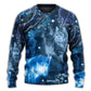 Blue Neon Cat Love Art – Sweater - Ugly Christmas Sweater