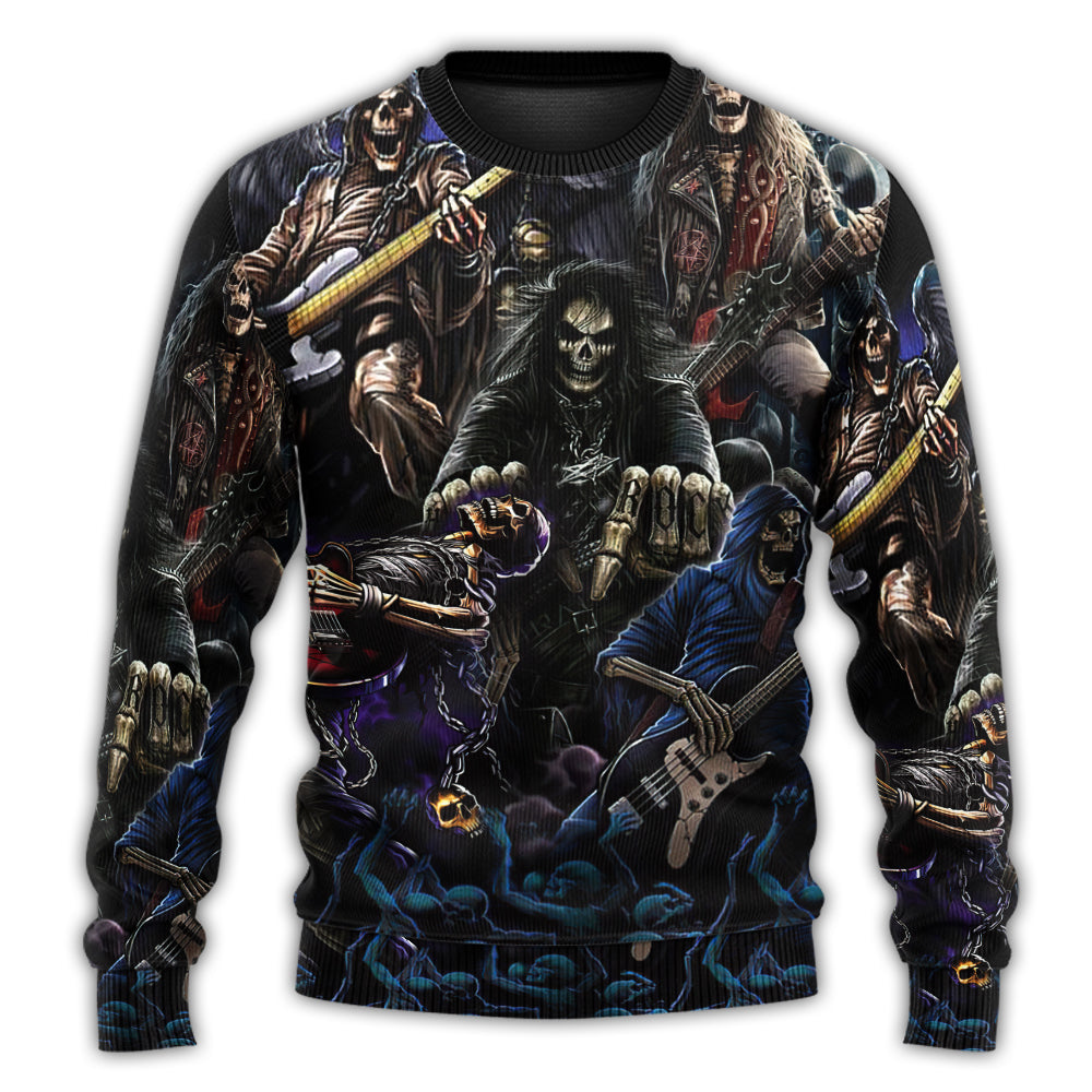 Cool Dark Skull Guitar Style – Sweater - Ugly Christmas Sweater