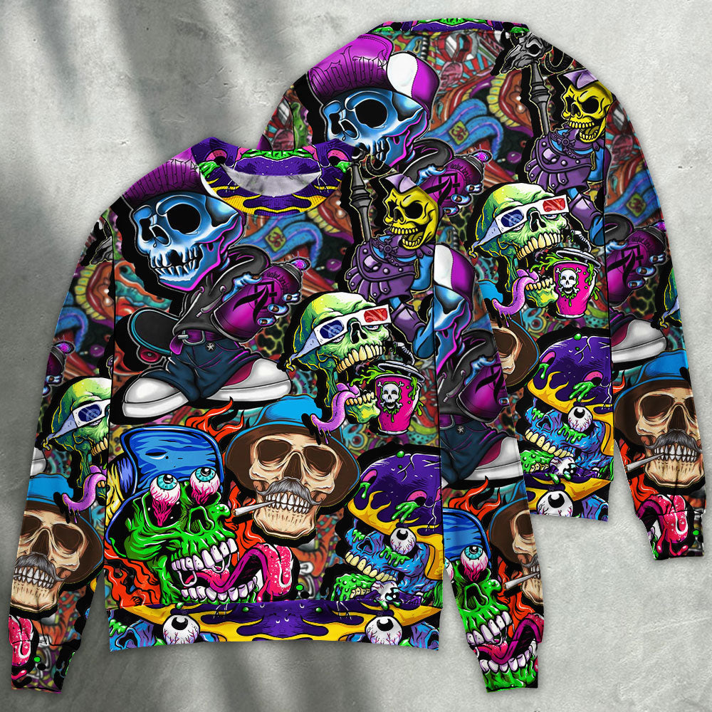 Colorful Mix Skull Art Style – Sweater - Ugly Christmas Sweater