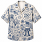 America 250th Blue Toile Liberty Hawaiian Shirt